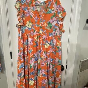 Entro Orange Floral Maxi Dress